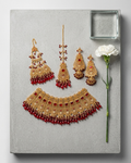 Royal Ruby Gold Bridal Jewelry Set – Necklace, Earrings & Tikka
