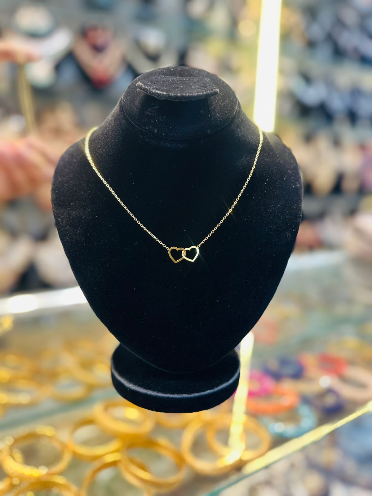 Minimalist Gold Interlinked Double Heart Necklace