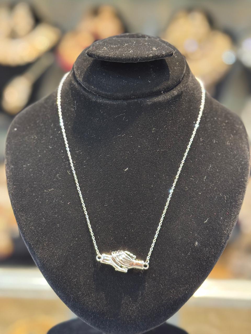Minimalist Silver Hand Drop Pendant Necklace