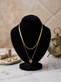 Layered Gold Heart Pendant Necklace Set