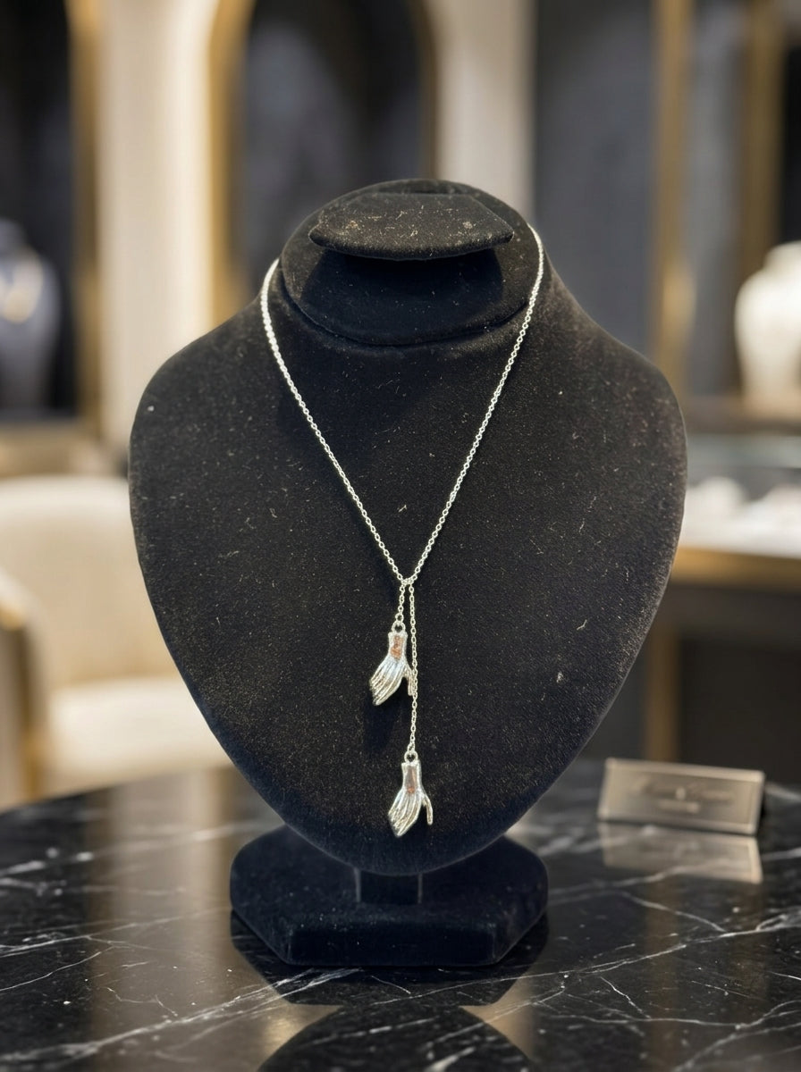 Minimalist Silver Hand Drop Pendant Necklace