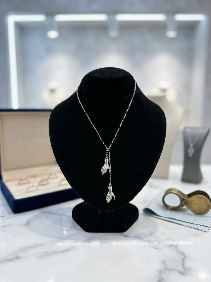 Minimalist Silver Hand Drop Pendant Necklace