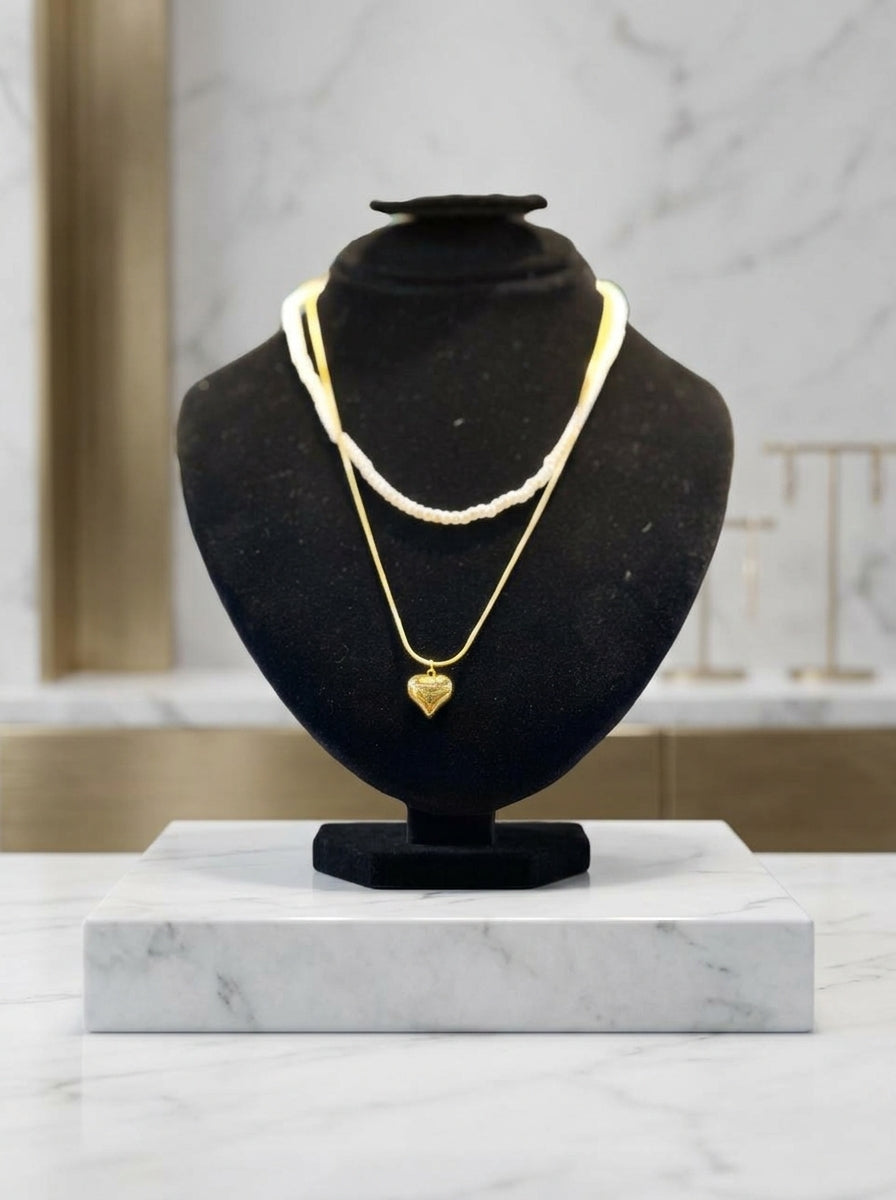 Elegant Double Layer Heart Pendant Necklace