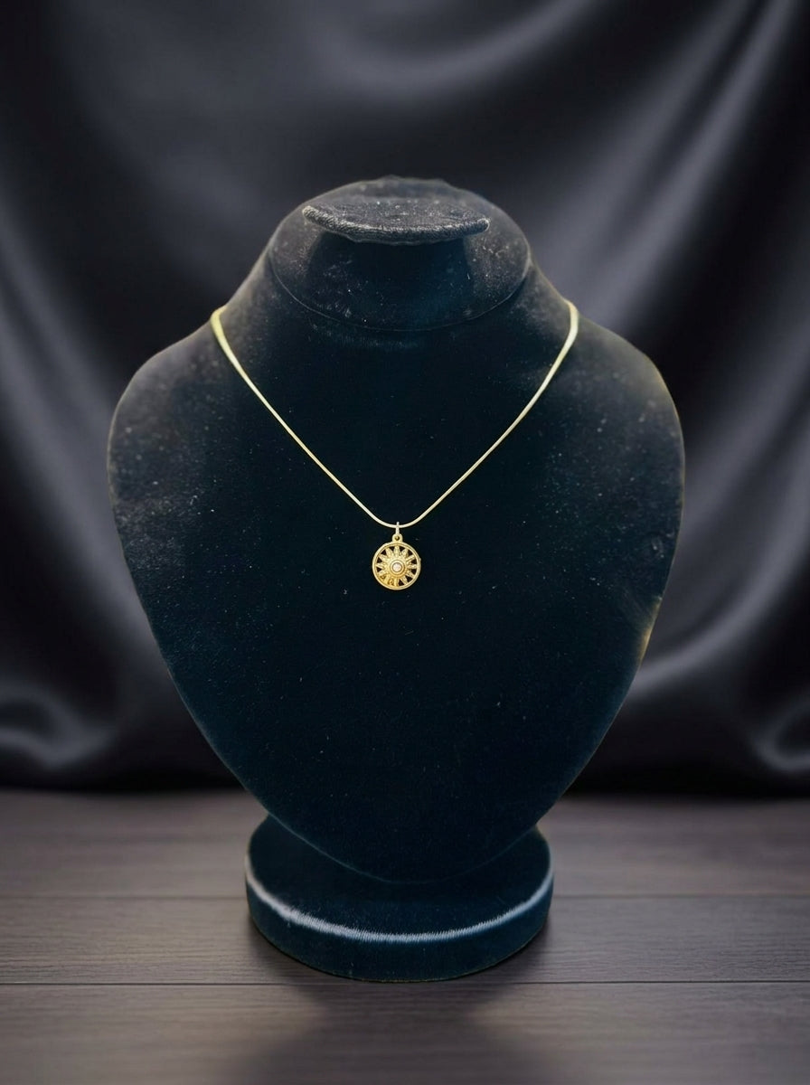 Minimalist Gold Sunburst Medallion Pendant Necklace
