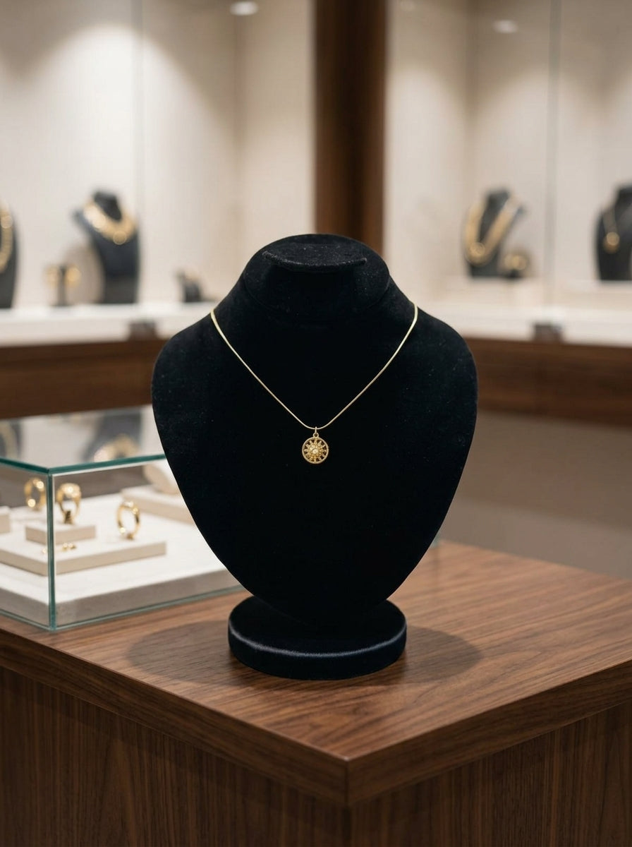 Minimalist Gold Sunburst Medallion Pendant Necklace