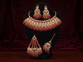 Royal Red Stone Bridal Choker Jewelry Set with Earrings, Maang Tikka & Hathphool