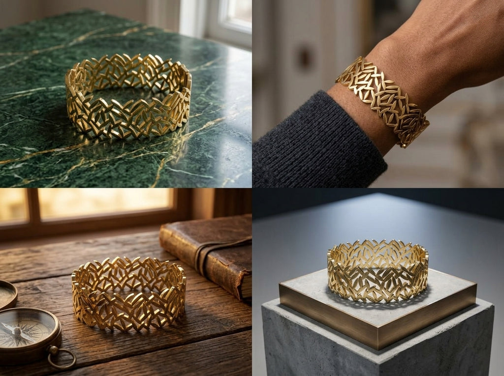 Elegant Gold-Tone Openwork Leaf Pattern Bracelet