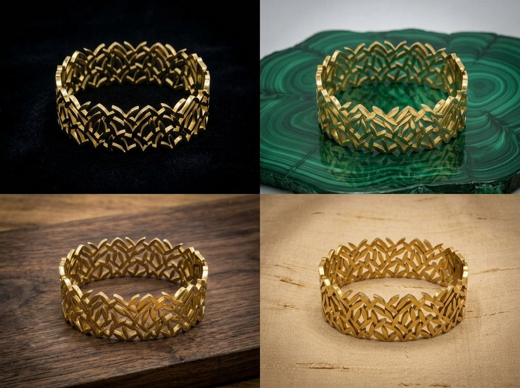 Elegant Gold-Tone Openwork Leaf Pattern Bracelet