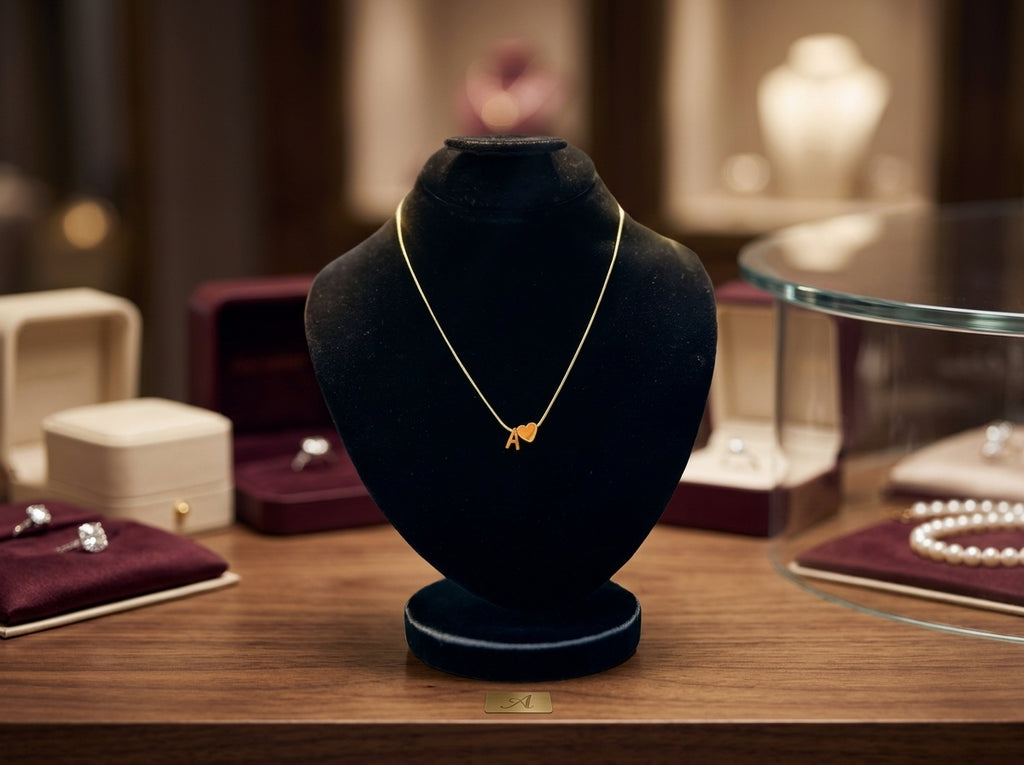 Minimalist Gold Initial “A” Heart Pendant Necklace