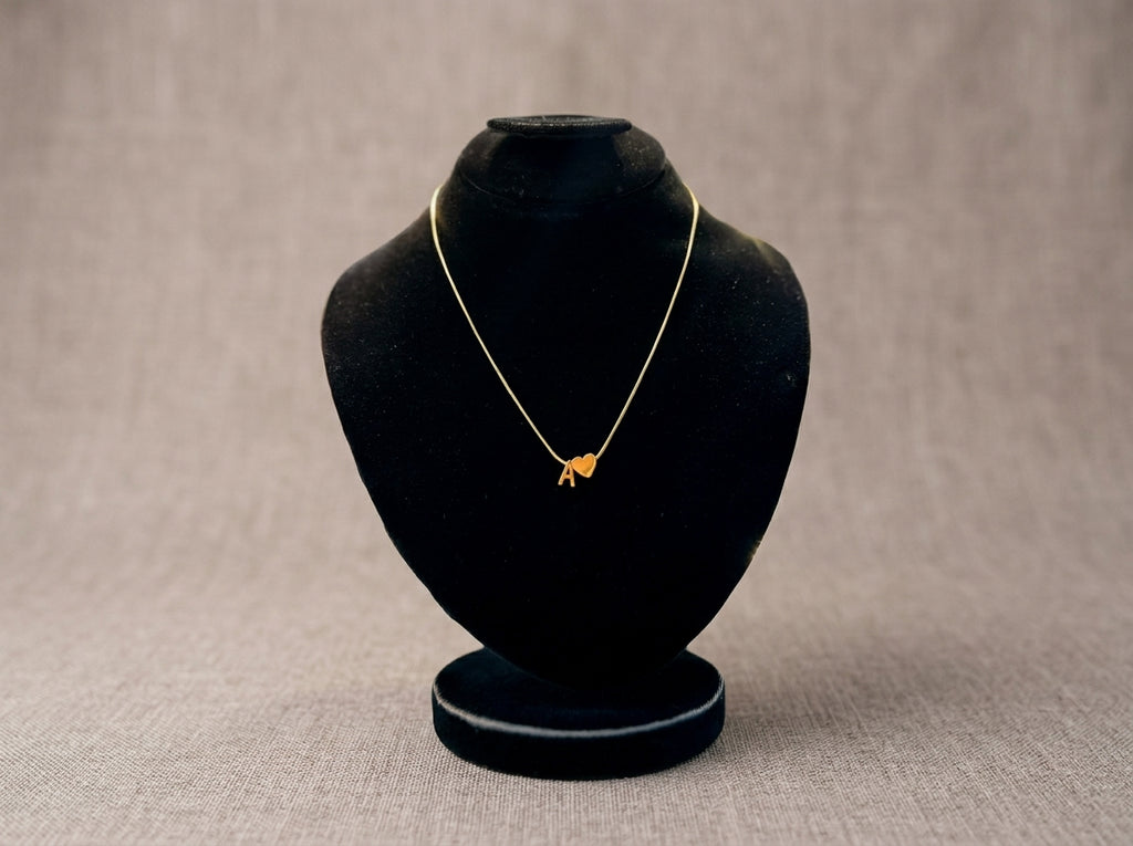Minimalist Gold Initial “A” Heart Pendant Necklace