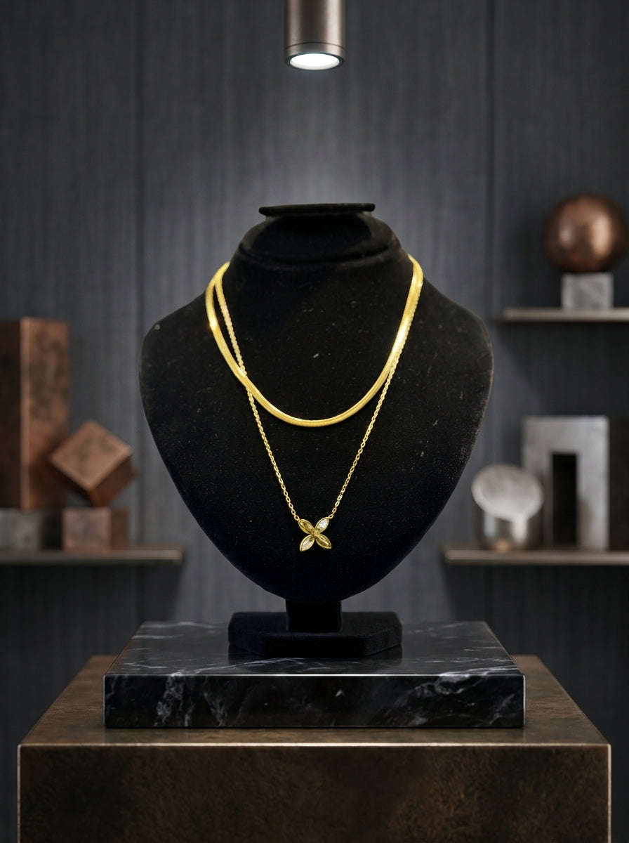 Elegant Layered Floral Pendant Necklace