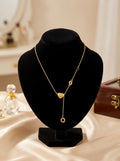 Elegant Gold Heart Lariat Drop Necklace