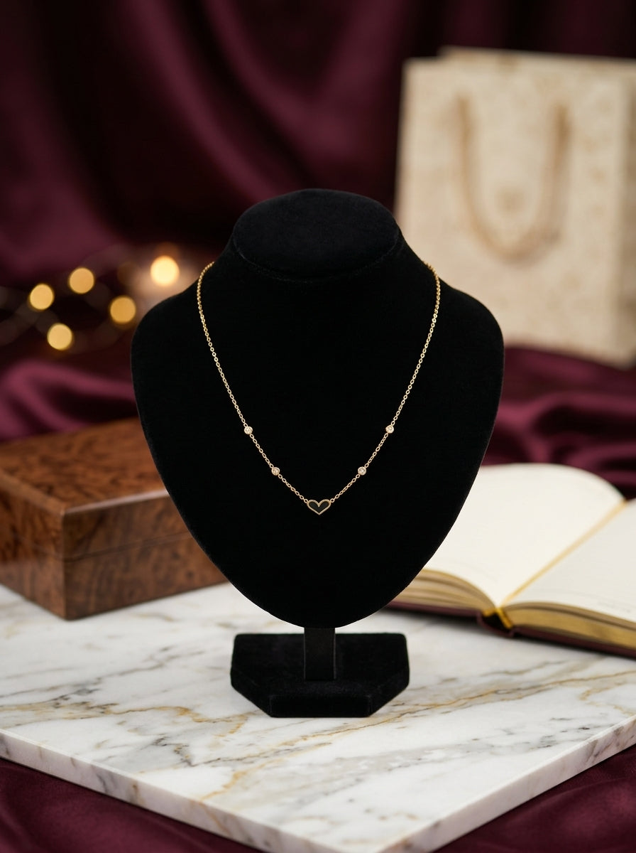 Minimalist Open Heart Gold Necklace