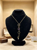 Elegant Gold-Tone Floral Drop Necklace with Dual Chain Design