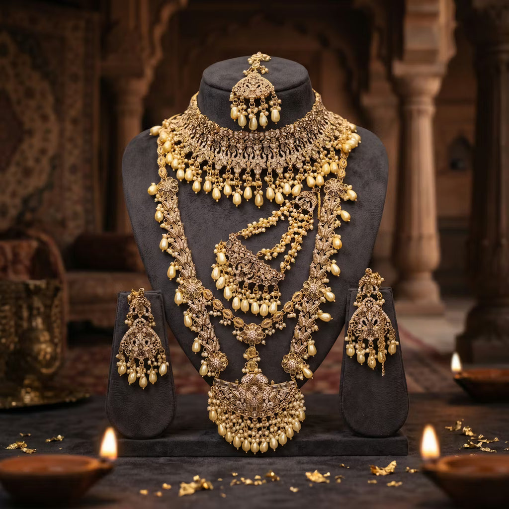 Royal Bridal Gold Jewelry Set Display