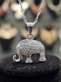 Elegant Silver-Tone Elephant Pendant Necklace with Intricate Detailing